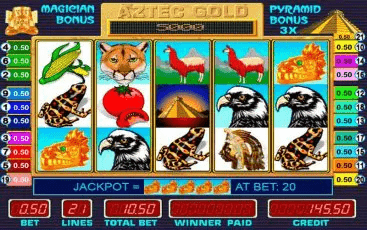 Интерфейс игрового автомата Aztec Gold